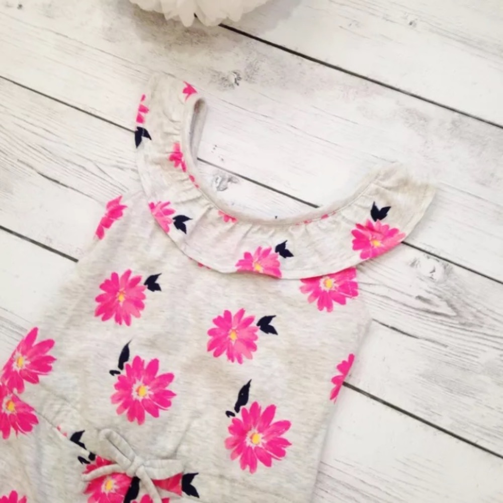 Gray Floral Ruffle Romper - Size 12-18 Months